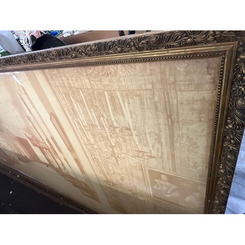 291 - LARGE DISTRESSED SEPIA PRINT IN A GILT FRAME