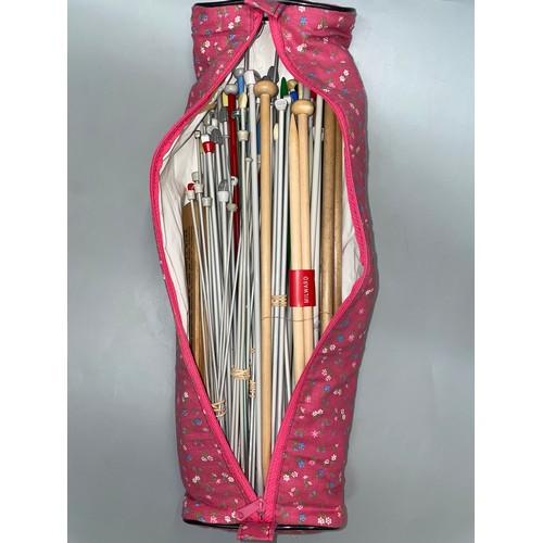 758 - CANVAS ZIP BAG OF VARIOUS KNITTING NEEDLES