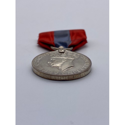 411 - GEORGE VI FAITHFUL SERVICE MEDAL & RIBBON TO GEORGE VICTOR POWELL IN PRESENTATION CASE