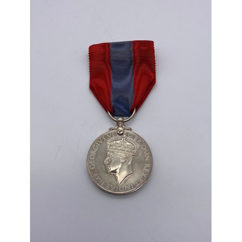 411 - GEORGE VI FAITHFUL SERVICE MEDAL & RIBBON TO GEORGE VICTOR POWELL IN PRESENTATION CASE