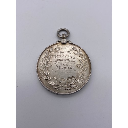 433 - COVENTRY SWIMMING LIFE SAVING SOCIETY SILVER MEDAL & BRONZE COVENTRY GODIVA PAGEANT 1907 TOKEN MEDAL... 