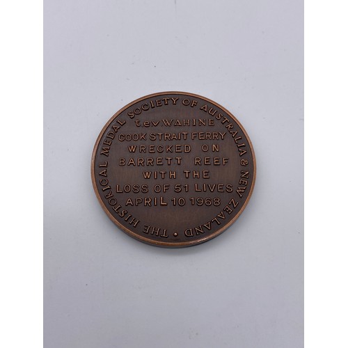 413 - THE HISTORICAL MEDAL SOCIETY AUSTRALIA & NEW ZEALAND COPPER WATINE MEDALLION 1968