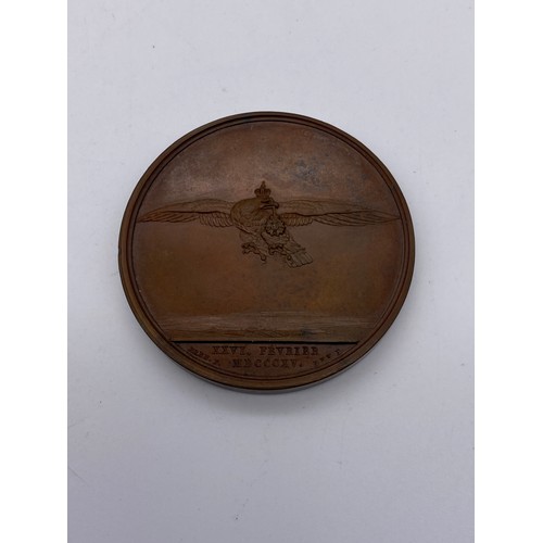 415 - 1815 BRONZE NAPOLEON EMPEROR & RETURN OF THE EMPEROR MARCH 1815 MEDALLION DUO IN PRESENTATION CASE