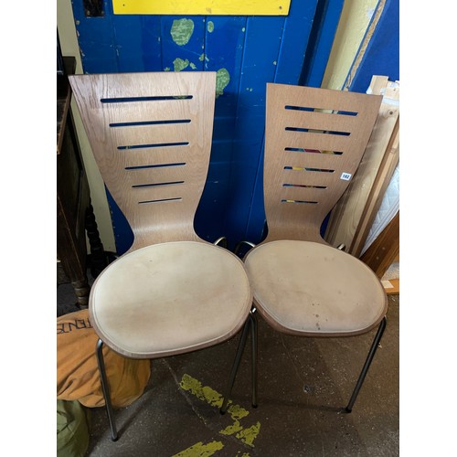 182 - PAIR OF BEECH LAMINATED CHROME LEG CHAIRS