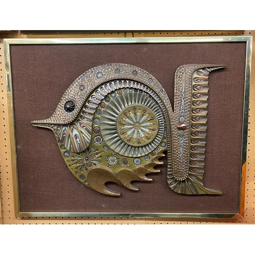 286A - MIXED METALWORK FISH PLAQUE BY GIOVANNI SCHOEMAN (1940-1980)
