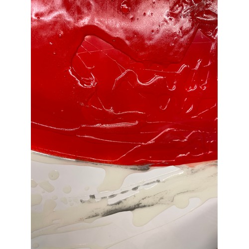 264 - CLAIRE WRIGHT LIQUID ART PICTURE OF THE RED CHILLI PEPPER 119.5CM X 84CM