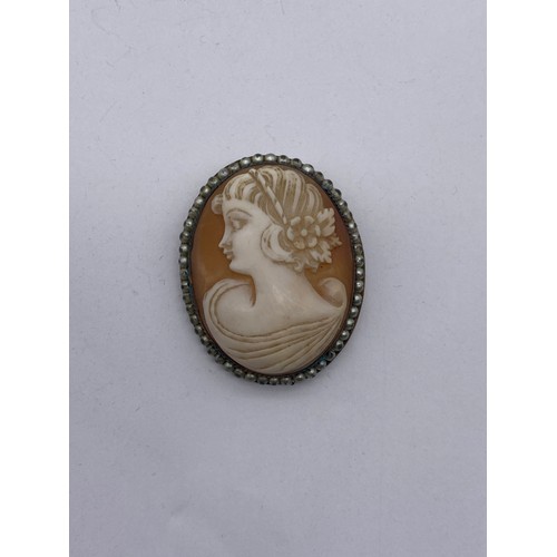 478 - TWO DECORATIVE CLASSICAL STYLE CAMEO BROOCHES