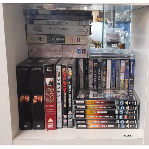 280 - THREE PIGEON HOLES OF DVDS AND BOX SETS FILMS AND DRAMA SERIES