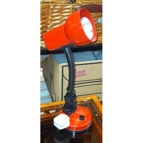 283 - VINTAGE LAMP RED ENAMEL ADJUSTABLE LAMP