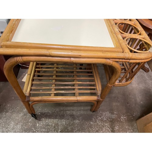 76 - GOOD QUALITY BAMBOO AND RATTAN DRINKS TROLLEY