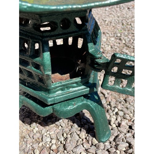 150 - GREEN PAINTED CAST IRON CHINESE HANGING LANTERN