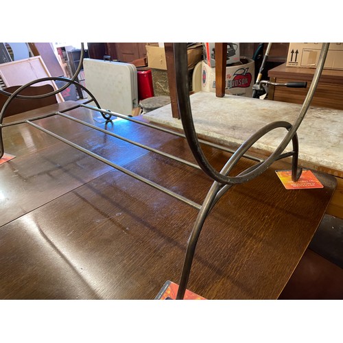 161 - METAL FRAMED GLASS TOPPED OBLONG COFFEE TABLE