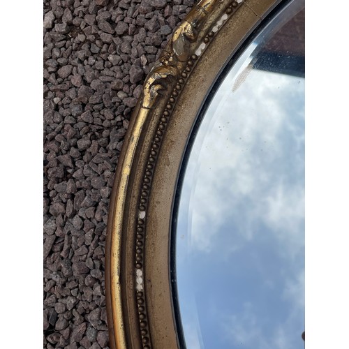 264 - GILDED BEADED OVAL FRAMED MIRROR