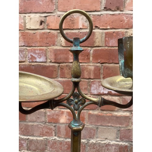 168 - EARLY 20TH CENTURY BRASS TRIPOD SMOKERS COMPANION STAND