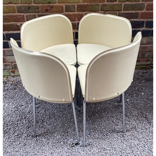 147 - SET OF FOUR CHROMIUM LEGS CORNER DINING CHAIRS