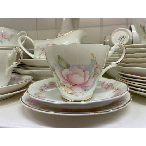 378 - BONE CHINA ARGYLE FLORAL PATTERN TEA AND DINNER SERVICE