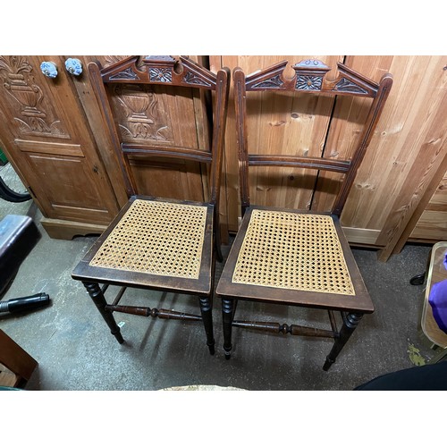 143 - PAIR OF EDWARDIAN BERGERE SEATED BEDROOM CHAIRS