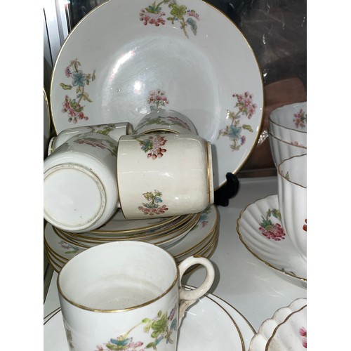 376 - 19TH CENTURY AND LATER COALPORT BLOSSOM PATTERN FLUTED TEASERVICE AND SIMILAR WARES