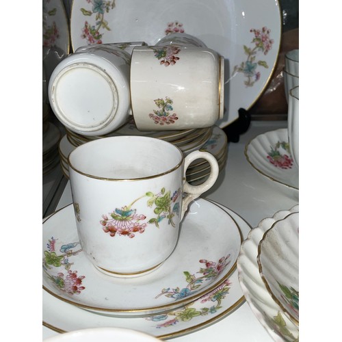 376 - 19TH CENTURY AND LATER COALPORT BLOSSOM PATTERN FLUTED TEASERVICE AND SIMILAR WARES