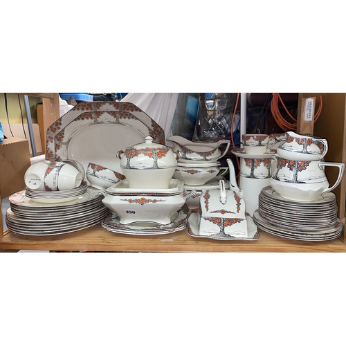 330 - EXTENSIVE CROWN DUCAL ORANGE BLOSSOM TABLE SERVICE WITH SAUCE BOATS AND TUREENS