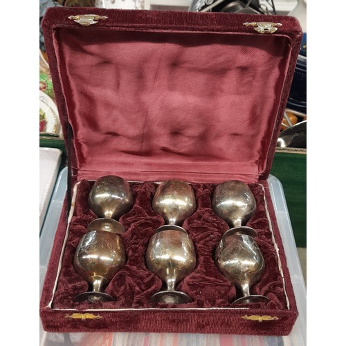 318 - BRASS BEAR MONEY BANK, MINI COPPERWARES, HEARTH ORNAMENTS, CASED GOBLETS