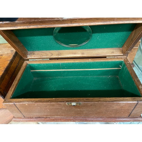 443 - VICTORIAN OAK BOX AND TWO 20TH CENTURY JEWELLERY BOXES