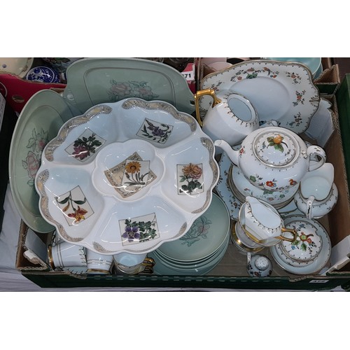 372 - TUSCAN CHINA PART TEASET, ROYAL WORCESTER HORSDEOURVES DISH, AND TUSCAN ART DECO COFFEE SERVICE