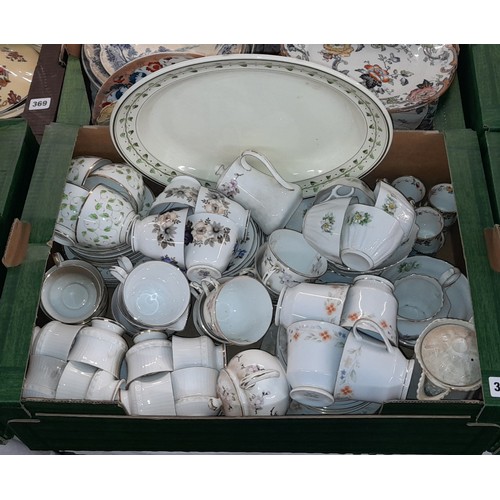 367 - CARTON - BONE CHINA TEA SETS, AND ONE OTHER CARTON - 19TH CENTURY CALIFORNIA PATTERN DINNER PLATES, ... 