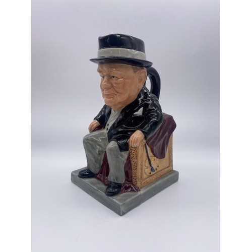 677 - STAFFORDSHIRE CERAMICS LIMITED EDITION 84/1000 SIR WINSTON CHURCHILL SEATED CHARACTER JUG