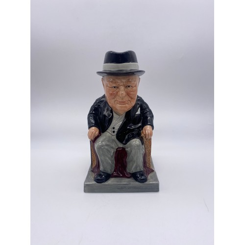 677 - STAFFORDSHIRE CERAMICS LIMITED EDITION 84/1000 SIR WINSTON CHURCHILL SEATED CHARACTER JUG