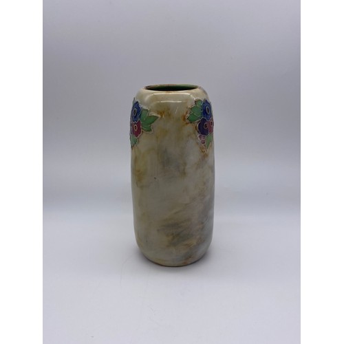 676 - ROYAL DOULTON STONEWARE CYLINDRICAL FLORAL VASE WITH INSCRIBED PRESENTATION DEDICATION TO THE BASE 1... 