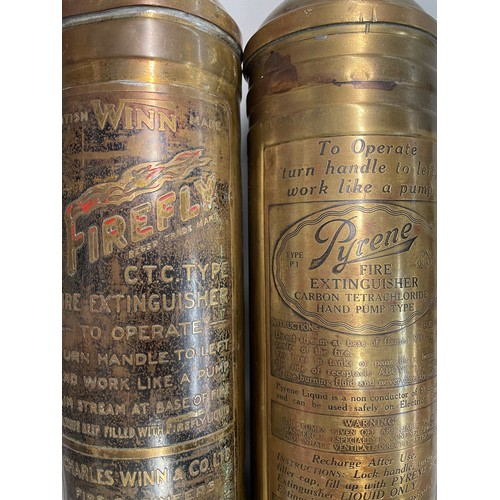 404 - TWO BRASS PYRENE FIRE EXTINGUISHER'S