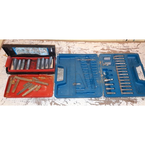 478 - TWO BOXES OF VARIOUS HAND TOOLS, IRON MONGERY AND WOODEN BOX OF WRAPS OF DOUBLE ENDED SPANNERS