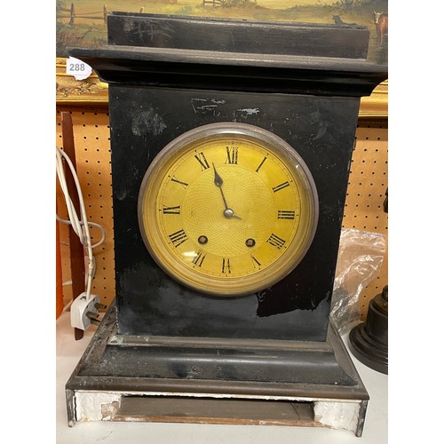 730 - LARGE BLACK SLATE CASED MANTLE CLOCK A/F