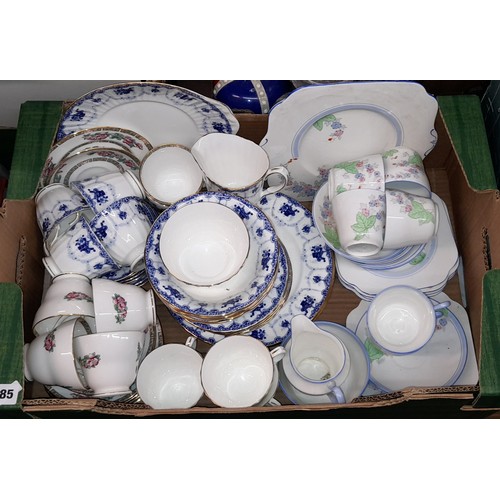 485 - COLCLOUGH BONE CHINA TEASET, DUCHESS BLUE AND WHITE TEAWARES