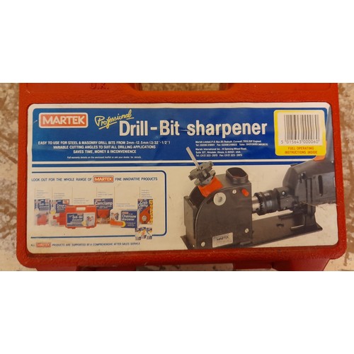 483 - VARIOUS CASED ELECTRIC DRILL AND POWER TOOLS, SANDER AND DRILL BIT SHARPENER