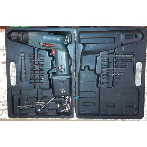 483 - VARIOUS CASED ELECTRIC DRILL AND POWER TOOLS, SANDER AND DRILL BIT SHARPENER