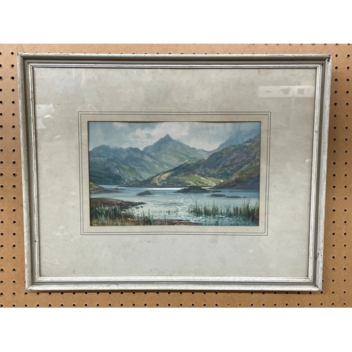 754 - G TREVOR (FL 1920 - 1940) WATERCOLOUR ENTITLED SNOWDON FROM LLYD LYYDAW FRAMED AND GLAZED 27CM X 16C... 