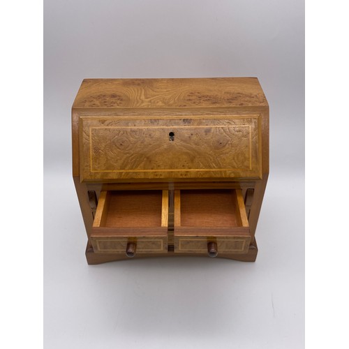 501 - BURR WOOD INLAID MINIATURE BUREAU