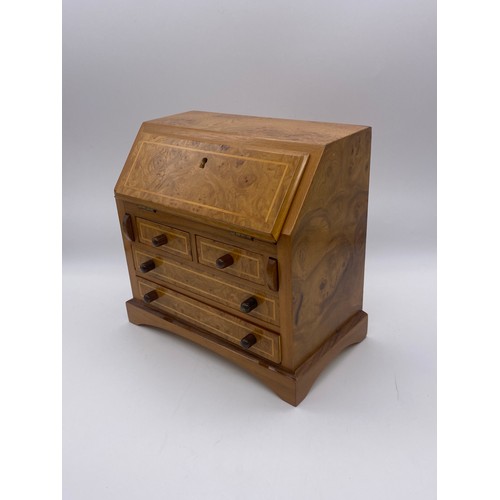 501 - BURR WOOD INLAID MINIATURE BUREAU