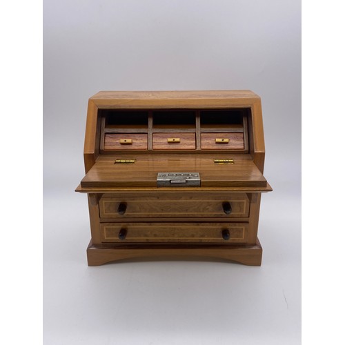 501 - BURR WOOD INLAID MINIATURE BUREAU