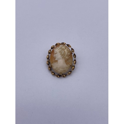 558 - 9CT GOLD MOUNTED CARVED CAMEO BROOCH