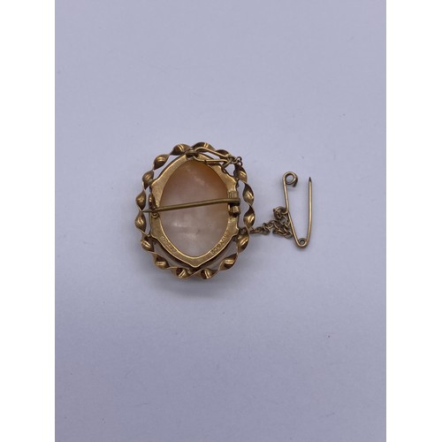 558 - 9CT GOLD MOUNTED CARVED CAMEO BROOCH