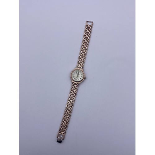 608 - CASED BROOKS AND BENTLEY 925 SILVER DRESS WATCH WITH WITH PEARL EFFECT QUARTZ DIAL