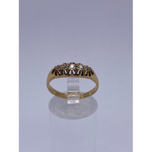 564 - 18 CT GOLD FIVE STONE DIAMOND RING SIZE P 3.1G APPROX