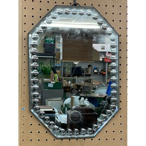 689 - OCTAGONAL BEADED FRAMELESS MIRROR