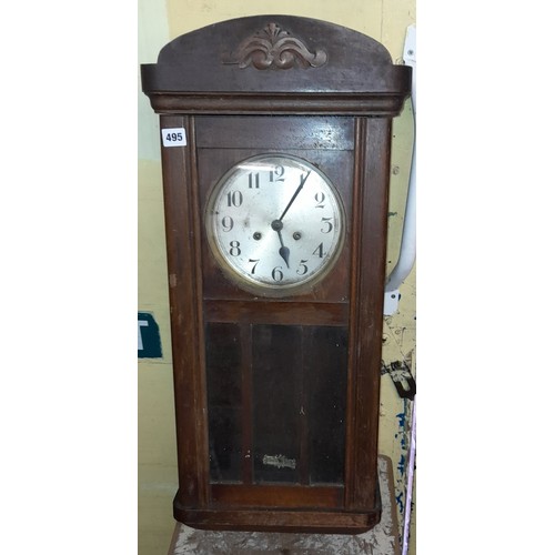 495 - 20TH CENTURY HANGING WALL CLOCK A/F