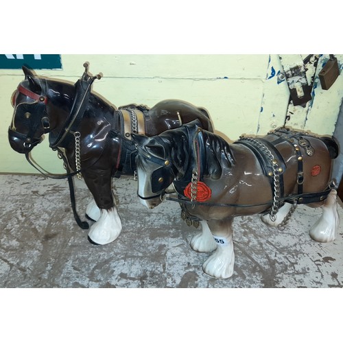 355 - PAIR OF MELROSE POTTERY SHIRE HORSES