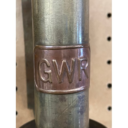 691 - PAIR OF GWR BRASS AND COPPER CANDLE LANTERNS