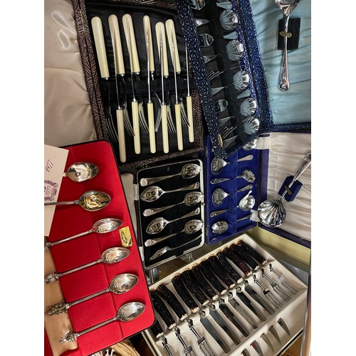 672 - SELECTION OF CASED CUTLERY SETS, CUFF LINKS, AND ART DECO CHROMIUM POCKET CIGARETTE CASE, AND CAMERA